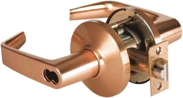 Best - Grade 2 Entrance Lever Lockset - 2-3/4" Back Set, Key In Lever Cylinder, Brass Alloy, Satin Bronze Finish - Eagle Tool & Supply