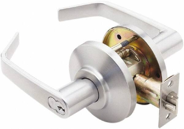 Best - Grade 2 Entrance Lever Lockset - 2-3/4" Back Set, Key In Lever Cylinder, Brass Alloy, Satin Chrome Finish - Eagle Tool & Supply