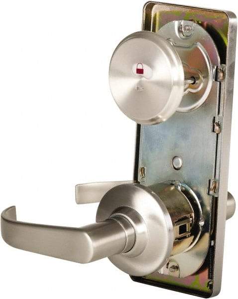 Stanley - Grade 2 Passage Lever Lockset - 2-3/4" Back Set, Keyless Cylinder, Brass Alloy, Nickel Finish - Eagle Tool & Supply