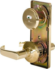 Stanley - Grade 2 Passage Lever Lockset - 2-3/4" Back Set, Keyless Cylinder, Brass Alloy, Bright Brass Finish - Eagle Tool & Supply