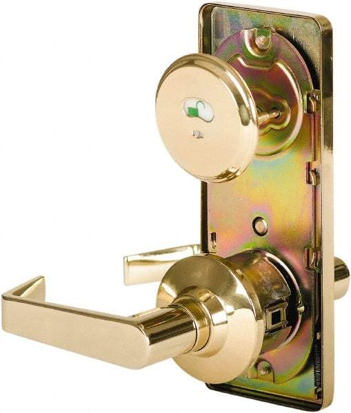 Stanley - Grade 2 Passage Lever Lockset - 2-3/4" Back Set, Keyless Cylinder, Brass Alloy, Bright Brass Finish - Eagle Tool & Supply