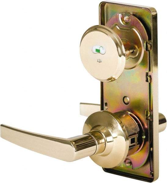 Stanley - Grade 2 Passage Lever Lockset - 2-3/4" Back Set, Keyless Cylinder, Brass Alloy, Bright Brass Finish - Eagle Tool & Supply