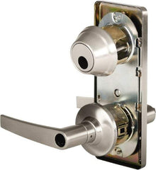 Stanley - Grade 2 Entry Lever Lockset - 2-3/4" Back Set, Key In Lever Cylinder, Brass Alloy, Nickel Finish - Eagle Tool & Supply