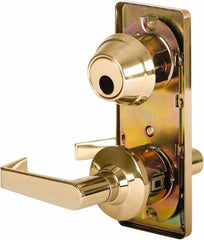 Stanley - Grade 2 Passage Lever Lockset - 2-3/4" Back Set, Keyless Cylinder, Brass Alloy, Bright Brass Finish - Eagle Tool & Supply