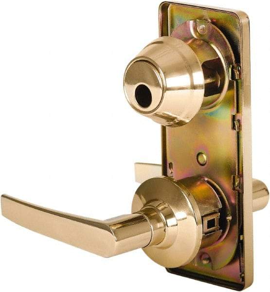 Stanley - Grade 2 Passage Lever Lockset - 2-3/4" Back Set, Keyless Cylinder, Brass Alloy, Bright Brass Finish - Eagle Tool & Supply