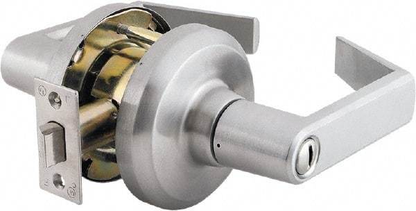 Stanley - Grade 1 Privacy Lever Lockset - 2-3/4" Back Set, Keyless Cylinder, Brass Alloy, Satin Chrome Finish - Eagle Tool & Supply