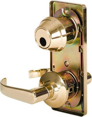 Stanley - Grade 2 Passage Lever Lockset - 2-3/4" Back Set, Keyless Cylinder, Brass Alloy, Bright Brass Finish - Eagle Tool & Supply