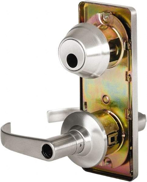 Stanley - Grade 2 Entry Lever Lockset - 2-3/4" Back Set, Key In Lever Cylinder, Brass Alloy, Satin Chrome Finish - Eagle Tool & Supply