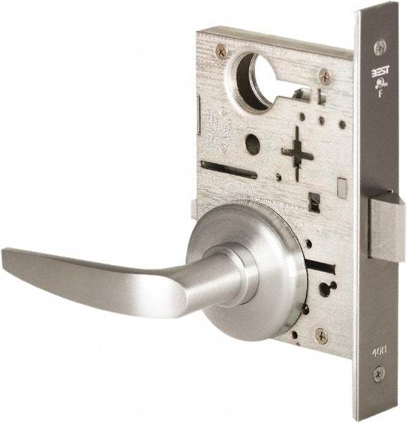 Best - Grade 1 Passage Lever Lockset - 2-3/4" Back Set, Keyless Cylinder, Brass Alloy, Satin Chrome Finish - Eagle Tool & Supply