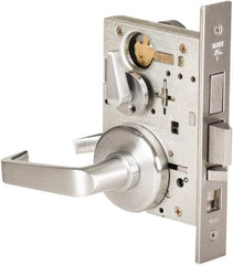 Stanley - Grade 1 All Purpose Lever Lockset - 2-3/4" Back Set, Best SFIC Cylinder, Brass Alloy, Satin Chrome Finish - Eagle Tool & Supply