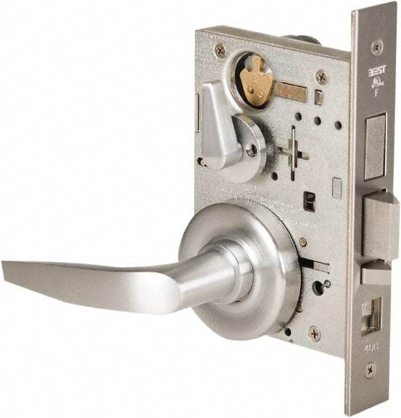 Stanley - Grade 1 Office Lever Lockset - 2-3/4" Back Set, Best SFIC Cylinder, Brass Alloy, Satin Chrome Finish - Eagle Tool & Supply