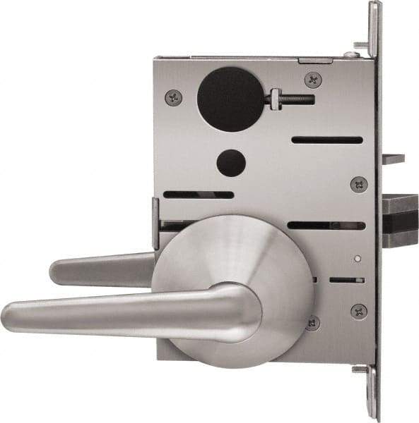 Stanley - Grade 1 Classroom Intruder Lever Lockset - 2-3/4" Back Set, Best SFIC Cylinder, Brass Alloy, Satin Stainless Steel Finish - Eagle Tool & Supply