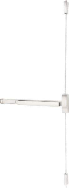 Precision - 48" OAL Right Hand Reverse Unrated Flatbar - 32 to 48" Door Width, Satin Stainless Steel Finish, Grade 1, 2100 Series - Eagle Tool & Supply