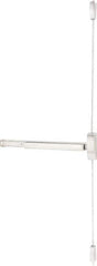 Precision - 48" OAL Right Hand Reverse Unrated Flatbar - 32 to 48" Door Width, Satin Stainless Steel Finish, Grade 1, 2100 Series - Eagle Tool & Supply
