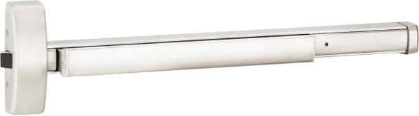 Precision - 48" OAL Right Hand Reverse Unrated Flatbar - 32 to 48" Door Width, Satin Stainless Steel Finish, Grade 1, 2100 Series - Eagle Tool & Supply