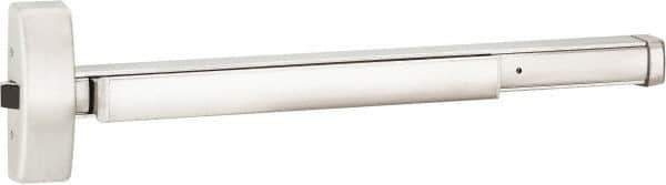 Precision - 48" OAL Right Hand Reverse Unrated Flatbar - 32 to 48" Door Width, Satin Stainless Steel Finish, Grade 1, 2100 Series - Eagle Tool & Supply