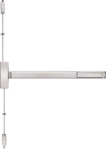 Precision - 48" OAL Right Hand Reverse Fire Rated Flatbar - 32 to 48" Door Width, Satin Stainless Steel Finish, Grade 1, Apex Series - Eagle Tool & Supply