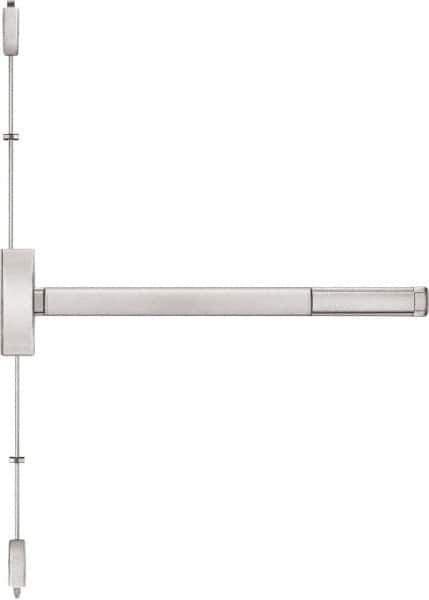 Precision - 48" OAL Right Hand Reverse Fire Rated Flatbar - 32 to 48" Door Width, Satin Stainless Steel Finish, Grade 1, Apex Series - Eagle Tool & Supply