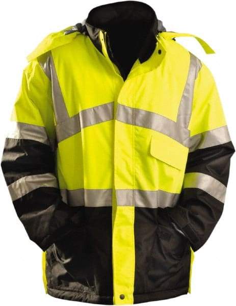 OccuNomix - Size L Cold Weather Parka - High Visbility Yellow, Polyester, Zipper Closure - Eagle Tool & Supply