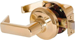 Stanley - Grade 1 Passage Lever Lockset - 2-3/4" Back Set, Keyless Cylinder, Brass Alloy, Bright Brass Finish - Eagle Tool & Supply