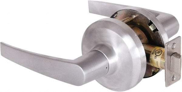 Stanley - Grade 1 Passage Lever Lockset - 2-3/4" Back Set, Keyless Cylinder, Brass Alloy, Satin Chrome Finish - Eagle Tool & Supply