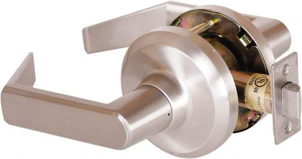 Stanley - Grade 1 Passage Lever Lockset - 2-3/4" Back Set, Keyless Cylinder, Brass Alloy, Satin Nickel Finish - Eagle Tool & Supply