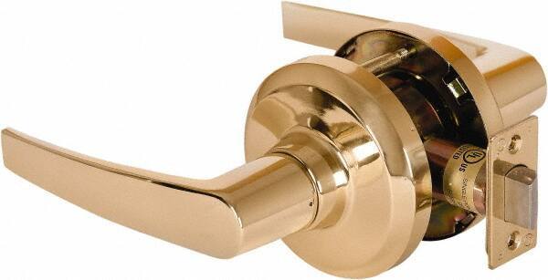 Stanley - Grade 1 Passage Lever Lockset - 2-3/4" Back Set, Keyless Cylinder, Brass Alloy, Bright Brass Finish - Eagle Tool & Supply