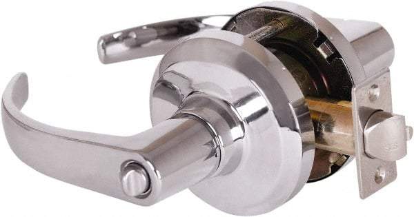 Stanley - Grade 1 Entrance Lever Lockset - 2-3/4" Back Set, Key In Lever Cylinder, Brass Alloy, Bright Chrome Finish - Eagle Tool & Supply