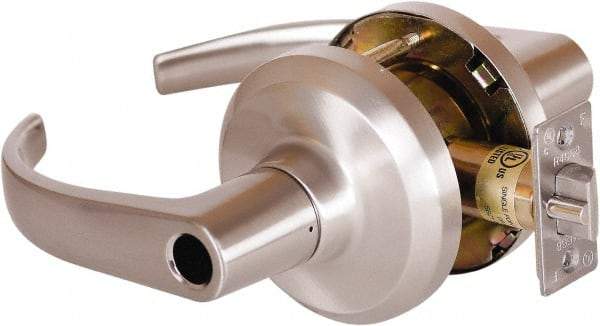 Stanley - Grade 1 Entrance Lever Lockset - 2-3/4" Back Set, Key In Lever Cylinder, Brass Alloy, Satin Nickel Finish - Eagle Tool & Supply