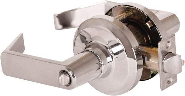 Stanley - Grade 1 Entrance Lever Lockset - 2-3/4" Back Set, Key In Lever Cylinder, Brass Alloy, Bright Chrome Finish - Eagle Tool & Supply