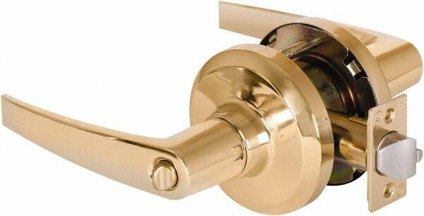 Stanley - Grade 1 Entrance Lever Lockset - 2-3/4" Back Set, Key In Lever Cylinder, Brass Alloy, Bright Brass Finish - Eagle Tool & Supply