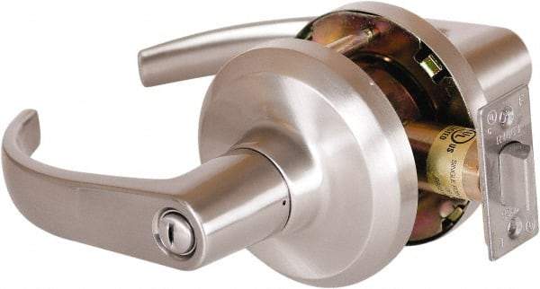 Stanley - Grade 1 Privacy Lever Lockset - 2-3/4" Back Set, Keyless Cylinder, Brass Alloy, Satin Nickel Finish - Eagle Tool & Supply