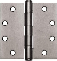 Stanley - 4" Long x 4" Wide Carbon Alloy Steel Full Mortise Hinge - Satin Chrome Plated Finish, 5 Knuckles, 8 Holes - Eagle Tool & Supply