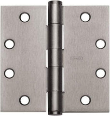 Stanley - 4-1/2" Long x 4" Wide Carbon Alloy Steel Full Mortise Hinge - Prime Coat Gray Finish, 5 Knuckles, 8 Holes - Eagle Tool & Supply