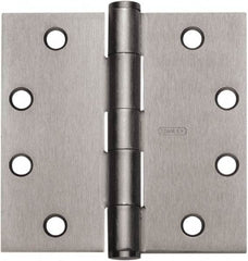 Stanley - 4" Long x 4" Wide 304 Stainless Steel Full Mortise Hinge - Satin Stainless Steel Finish, 5 Knuckles, 8 Holes - Eagle Tool & Supply