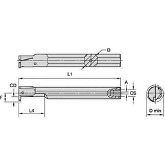 Kennametal - 20mm Min Bore Diam, 150mm OAL, 5/8" Shank Diam, A-EVE Indexable Boring Bar - 1-1/4" Max Bore Depth, EG0200M02P02 Insert - Eagle Tool & Supply
