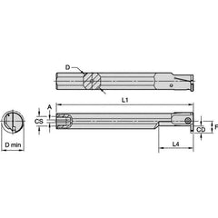 Kennametal - 20mm Min Bore Diam, 150mm OAL, 5/8" Shank Diam, A-EVE Indexable Boring Bar - 1-1/4" Max Bore Depth, EG0160M1FP02 Insert - Eagle Tool & Supply