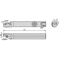 Kennametal - 26mm Min Bore Diam, 200mm OAL, 1" Shank Diam, A-EVS-A Indexable Boring Bar - 12mm Max Bore Depth, EG0200M02P02 Insert - Eagle Tool & Supply