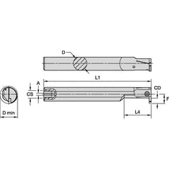 Kennametal - 25mm Min Bore Diam, 180mm OAL, 20mm Shank Diam, A-EVE Indexable Boring Bar - 40mm Max Bore Depth, EG0200M02P02 Insert - Eagle Tool & Supply
