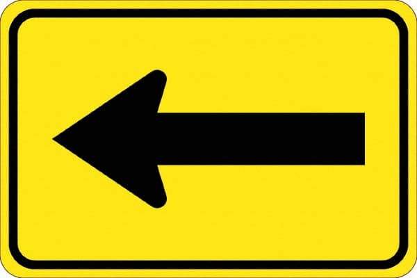 NMC - "Left Arrow", 30" Wide x 30" High, Aluminum Traffic Control Signs - 0.08" Thick, Black on Yellow, High Intensity Reflectivity, Diamond, Post Mount - Eagle Tool & Supply