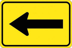 NMC - "Left Arrow", 30" Wide x 30" High, Aluminum Traffic Control Signs - 0.08" Thick, Black on Yellow, High Intensity Reflectivity, Diamond, Post Mount - Eagle Tool & Supply