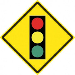 NMC - "Stop Light", 24" Wide x 24" High, Aluminum Traffic Control Signs - 0.08" Thick, Black, Red, Yellow, Green, High Intensity Reflectivity, Diamond, Post Mount - Eagle Tool & Supply