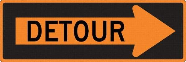 NMC - "Right Detour Inside", 30" Wide x 30" High, Aluminum Traffic Control Signs - 0.08" Thick, Black on Orange, High Intensity Reflectivity, Diamond, Post Mount - Eagle Tool & Supply