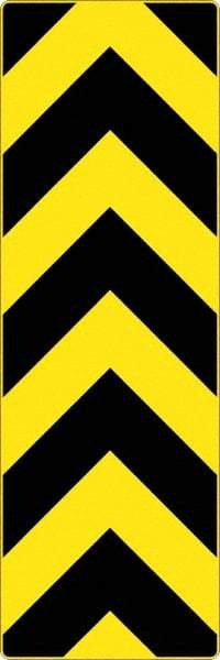 NMC - "Chevron", 12" Wide x 36" High, Aluminum Warning & Safety Reminder Signs - 0.08" Thick, Black on Yellow, High Intensity Reflectivity, Rectangle, Post Mount - Eagle Tool & Supply