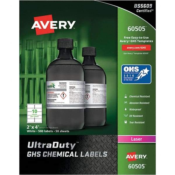 AVERY - 4" Long, White Paper Laboratory Label - For Laser Printers - Eagle Tool & Supply