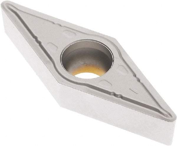 Seco - VBMT332 F1 Grade TK0501 Carbide Turning Insert - Ti(C/N)/Al2O3/Cr Finish, 35° Diamond, 3/8" Inscr Circle, 3/16" Thick, 1/32" Corner Radius - Eagle Tool & Supply