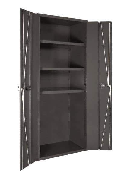 Durham - 3 Shelf Locking Storage Cabinet - Steel, 38" Wide x 26" Deep x 72" High, Gray - Eagle Tool & Supply