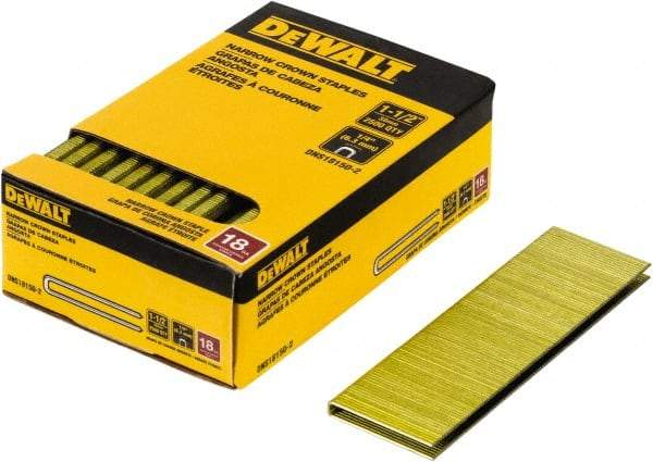 DeWALT - 1-1/2" Long x 1/4" Wide, 18 Gauge Crowned Construction Staple - Steel, Copper Finish, Chisel Point - Eagle Tool & Supply