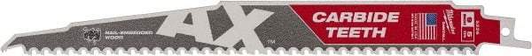 Milwaukee Tool - 9" Long x 1" Thick, Bi-Metal Reciprocating Saw Blade - Tapered Profile, 5 TPI, Toothed Edge, Universal Shank - Eagle Tool & Supply