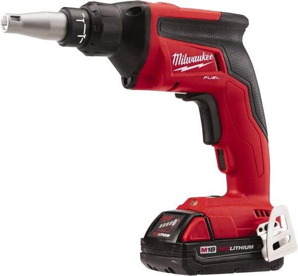 Milwaukee Tool - 18 Volt Pistol Grip Cordless Screwdriver - 0 to 4,500 RPM, 124 In/Lb Torque, Lithium-Ion Battery - Eagle Tool & Supply